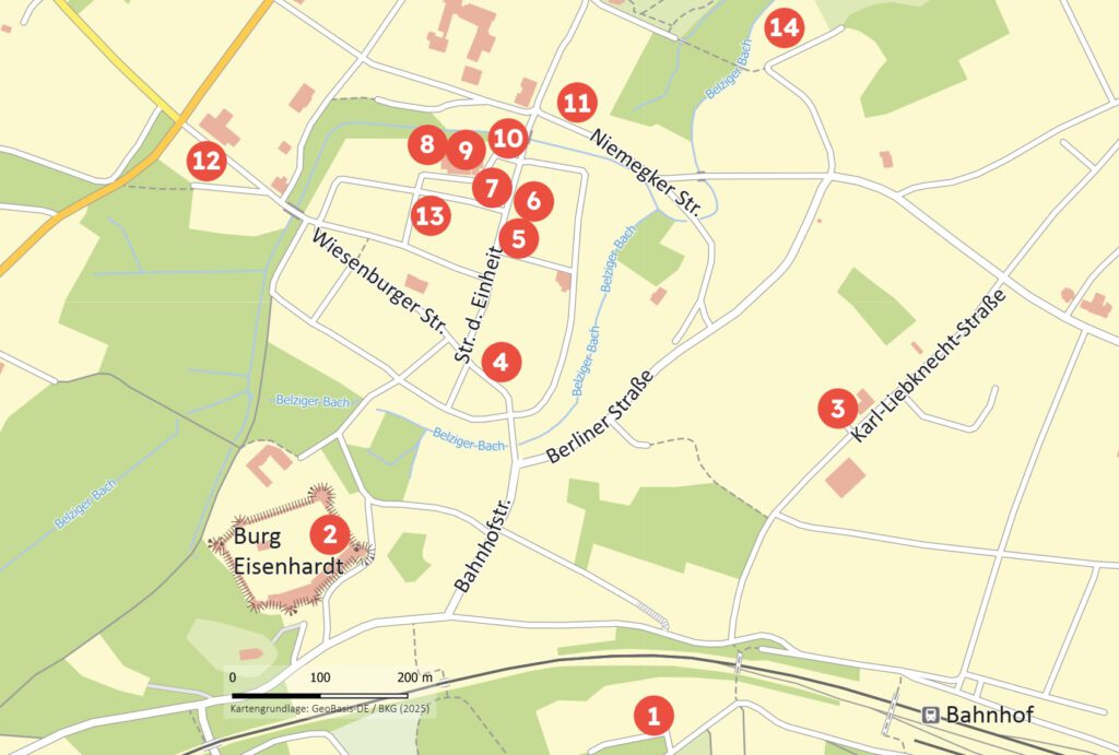 Karte der Stationen Kunstbummel